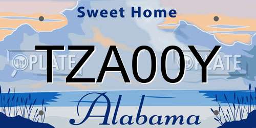 TZA00Y Alabama License Plate