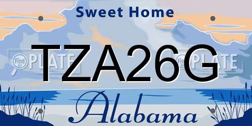 TZA26G Alabama License Plate