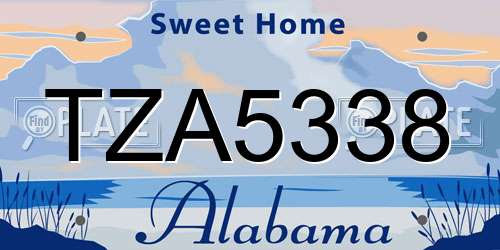 TZA5338 Alabama License Plate