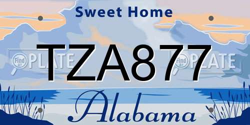 TZA877 Alabama License Plate