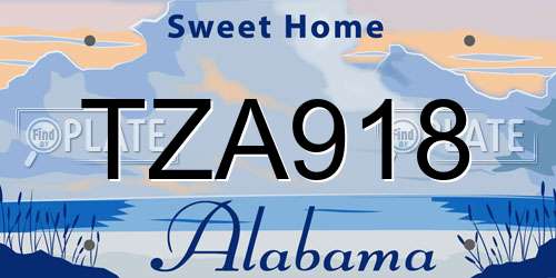 TZA918 Alabama License Plate