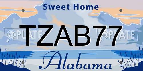 TZAB77 Alabama License Plate