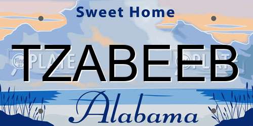 TZABEEB Alabama License Plate