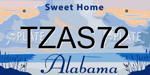 TZAS72 Alabama License Plate