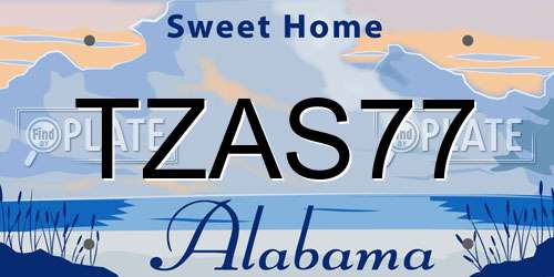 TZAS77 Alabama License Plate