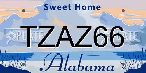TZAZ66 Alabama License Plate