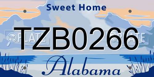 TZB0266 Alabama License Plate