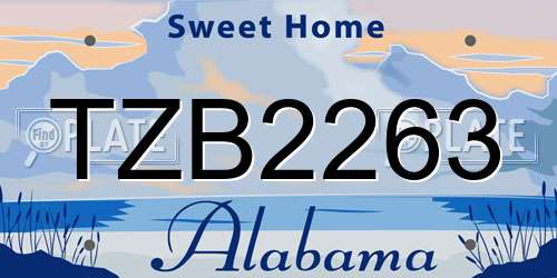 TZB2263 Alabama License Plate
