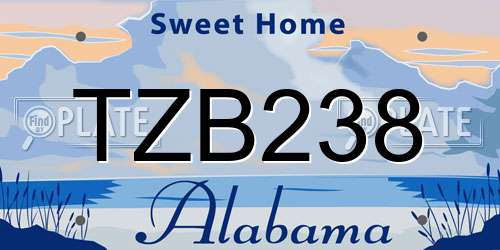 TZB238 Alabama License Plate