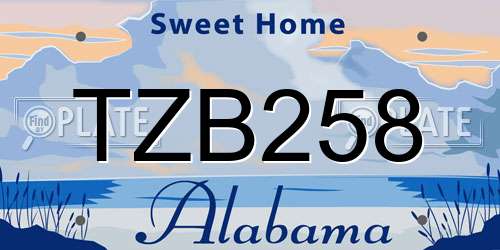 TZB258 Alabama License Plate