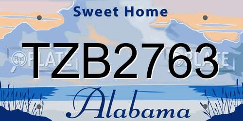 TZB2763 Alabama License Plate