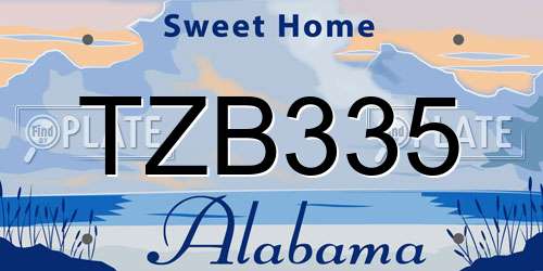TZB335 Alabama License Plate