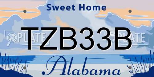 TZB33B Alabama License Plate