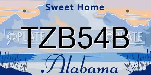 TZB54B Alabama License Plate