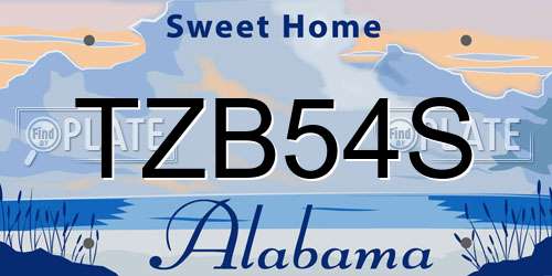 TZB54S Alabama License Plate