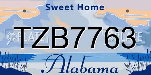 TZB7763 Alabama License Plate
