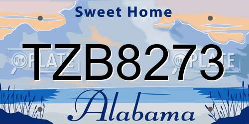 TZB8273 Alabama License Plate