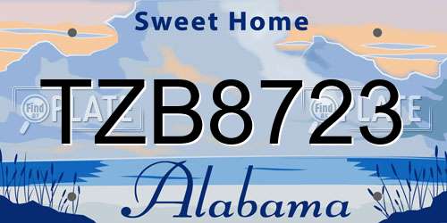 TZB8723 Alabama License Plate