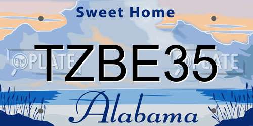 TZBE35 Alabama License Plate