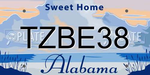 TZBE38 Alabama License Plate