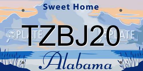 TZBJ20 Alabama License Plate