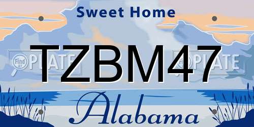 TZBM47 Alabama License Plate