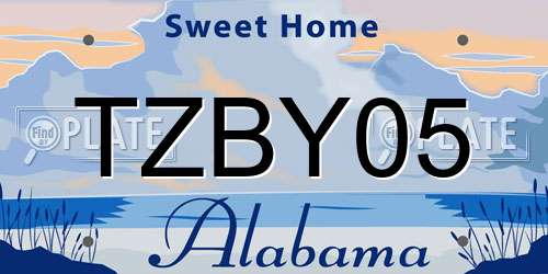 TZBY05 Alabama License Plate