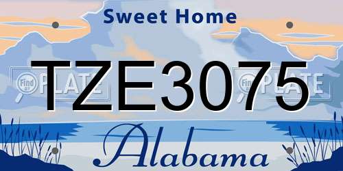 TZE3075 Alabama License Plate