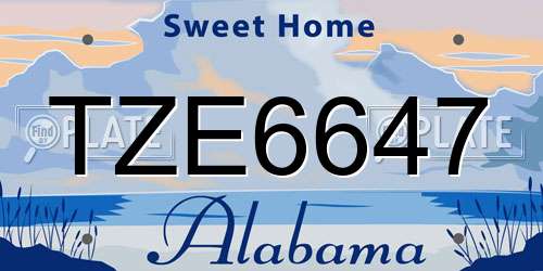 TZE6647 Alabama License Plate