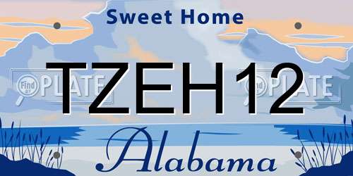TZEH12 Alabama License Plate