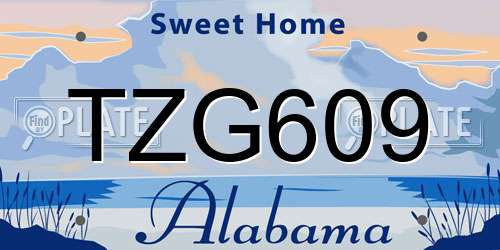 TZG609 Alabama License Plate