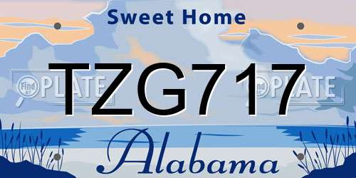TZG717 Alabama License Plate