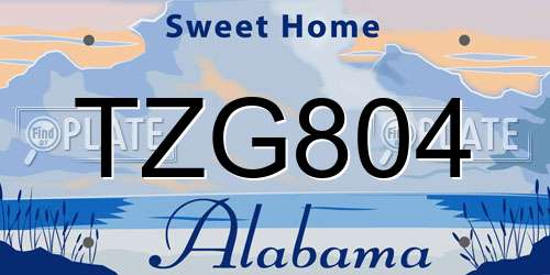 TZG804 Alabama License Plate