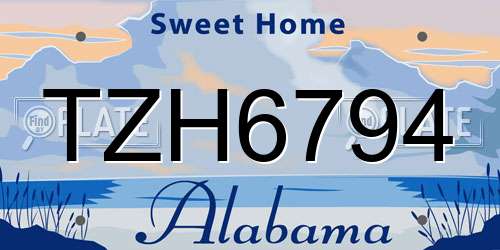 TZH6794 Alabama License Plate