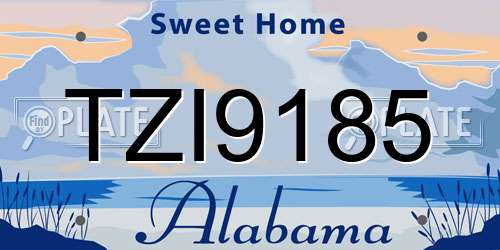 TZI9185 Alabama License Plate