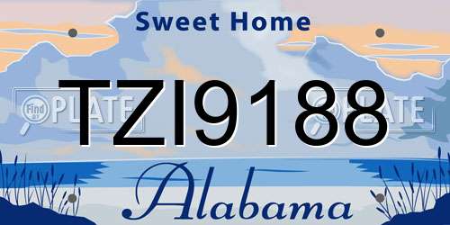TZI9188 Alabama License Plate