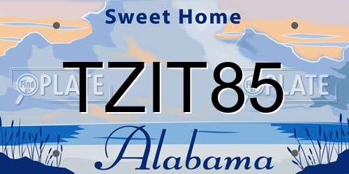 TZIT85 Alabama License Plate