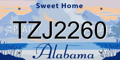 TZJ2260 Alabama License Plate