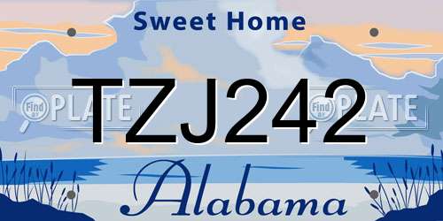 TZJ242 Alabama License Plate