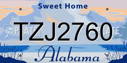 TZJ2760 Alabama License Plate