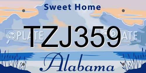 TZJ359 Alabama License Plate