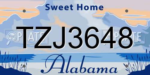 TZJ3648 Alabama License Plate