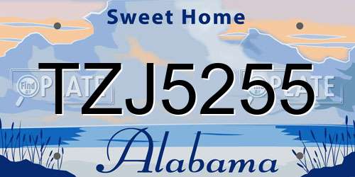 TZJ5255 Alabama License Plate
