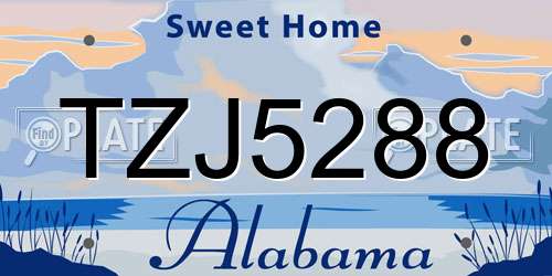 TZJ5288 Alabama License Plate