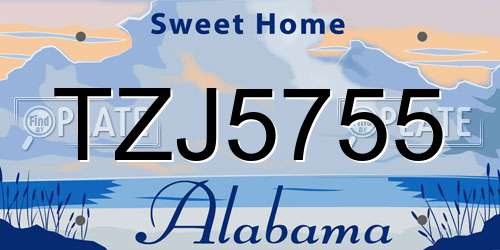 TZJ5755 Alabama License Plate