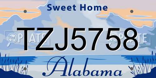 TZJ5758 Alabama License Plate