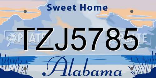 TZJ5785 Alabama License Plate