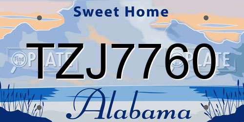 TZJ7760 Alabama License Plate