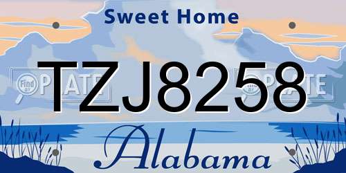 TZJ8258 Alabama License Plate