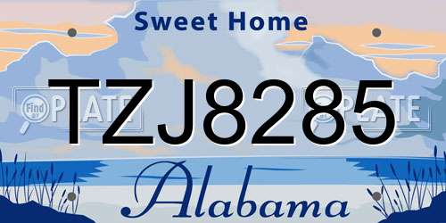 TZJ8285 Alabama License Plate